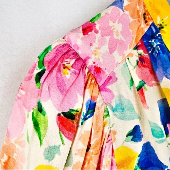NWT Zara Floral Printed Blouse with Jewel Buttons Blogger Favorite Balletcore - Picture 4 of 10